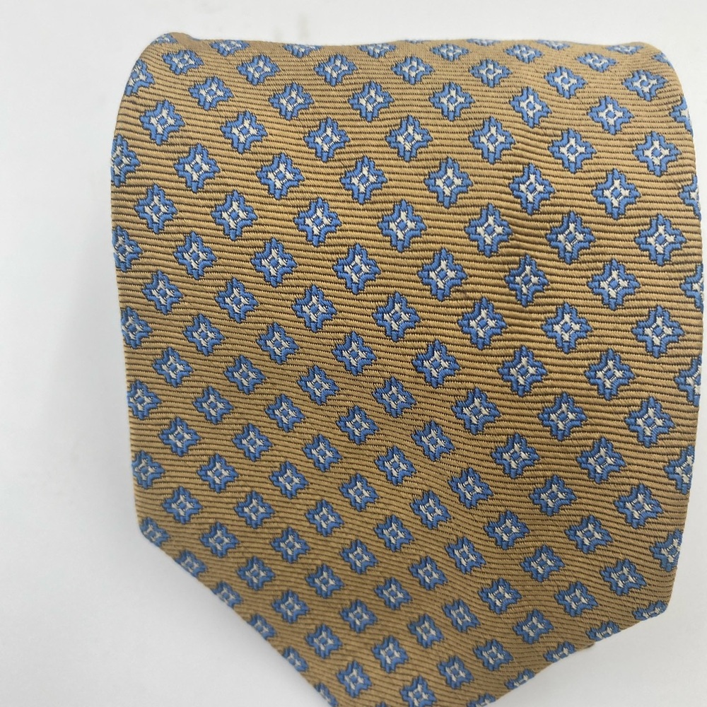 Brooks Brothers Geometric Tan and Blue Tie